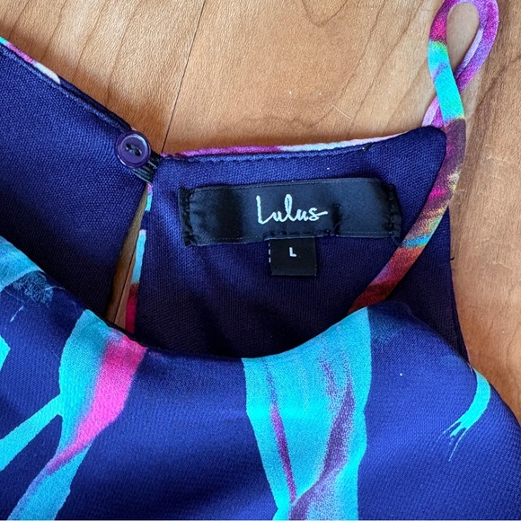 Lulus Here and Luau Navy Multi Floral Print Swing Dress - Picture 4 of 7